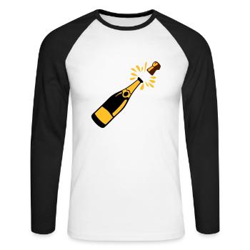 Flaschen-Alkohol-Verschluss springt - Unisex Baseballshirt langarm - Weiß/Schwarz - Vorne - Nik (191cm)