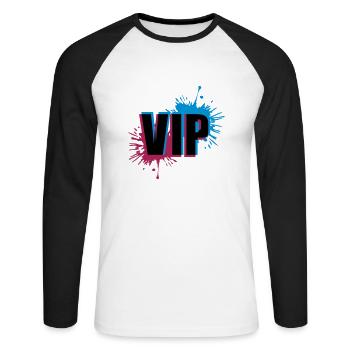 Effet 3D VIP - T-shirt baseball manches longues Homme - blanc/noir - Devant - Nik (191cm)
