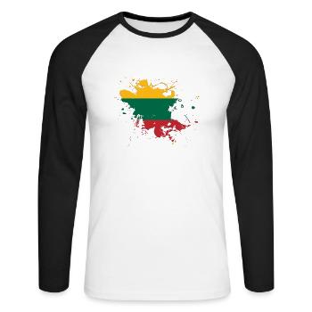 Drapeau de la Lituanie comme une touche de couleur - T-shirt baseball manches longues Homme - blanc/noir - Devant - Nik (191cm)
