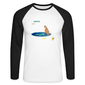 Si la Terre était plate - T-shirt baseball manches longues Homme - blanc/noir - Devant - Nik (191cm)