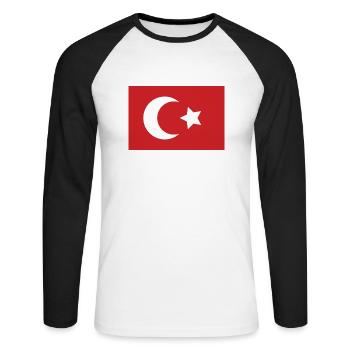 Drapeau de l'Empire ottoman - T-shirt baseball manches longues Homme - blanc/noir - Devant - Nik (191cm)