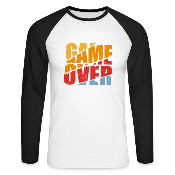 Trend t-shirt, game over - Unisex Long Sleeve Baseball T-Shirt - white/black - Front - Nik (191cm)