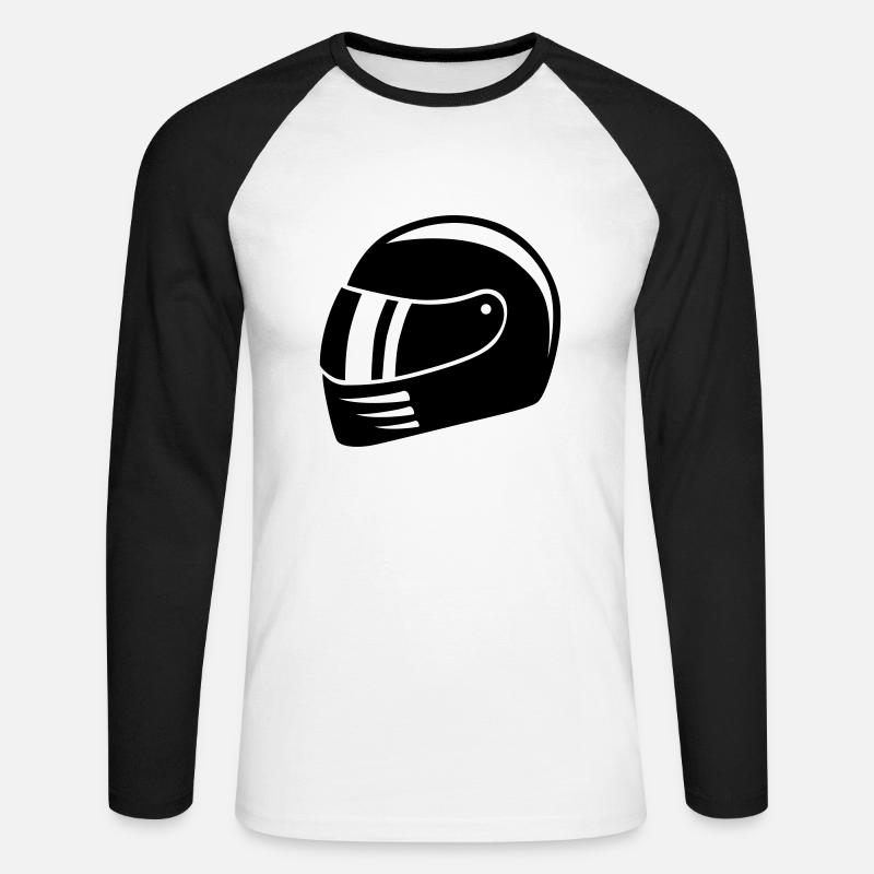 Motorradhelm - Unisex Baseballshirt langarm - Weiß/Schwarz