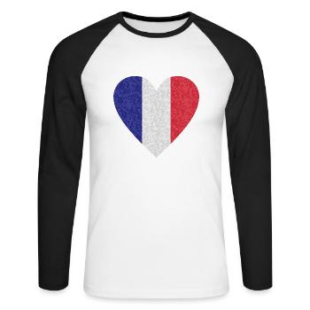 Drapeau de la France drapeau tricolore drapeau français - T-shirt baseball manches longues Homme - blanc/noir - Devant - Nik (191cm)