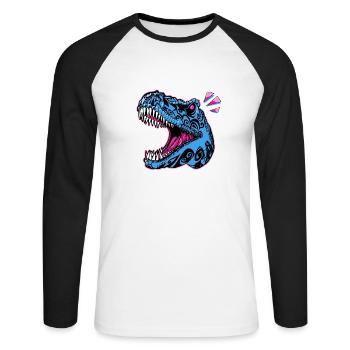 T rex Maori Pop - T-shirt baseball manches longues Homme - blanc/noir - Devant - Nik (191cm)