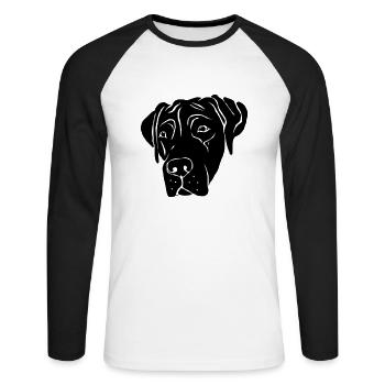 Presa Canario - Unisex Baseballshirt langarm - Weiß/Schwarz - Vorne - Nik (191cm)