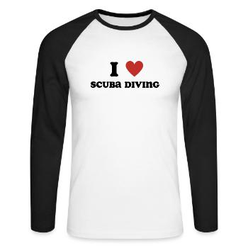 I Love Scuba Diving - Unisex Long Sleeve Baseball T-Shirt - white/black - Front - Nik (191cm)