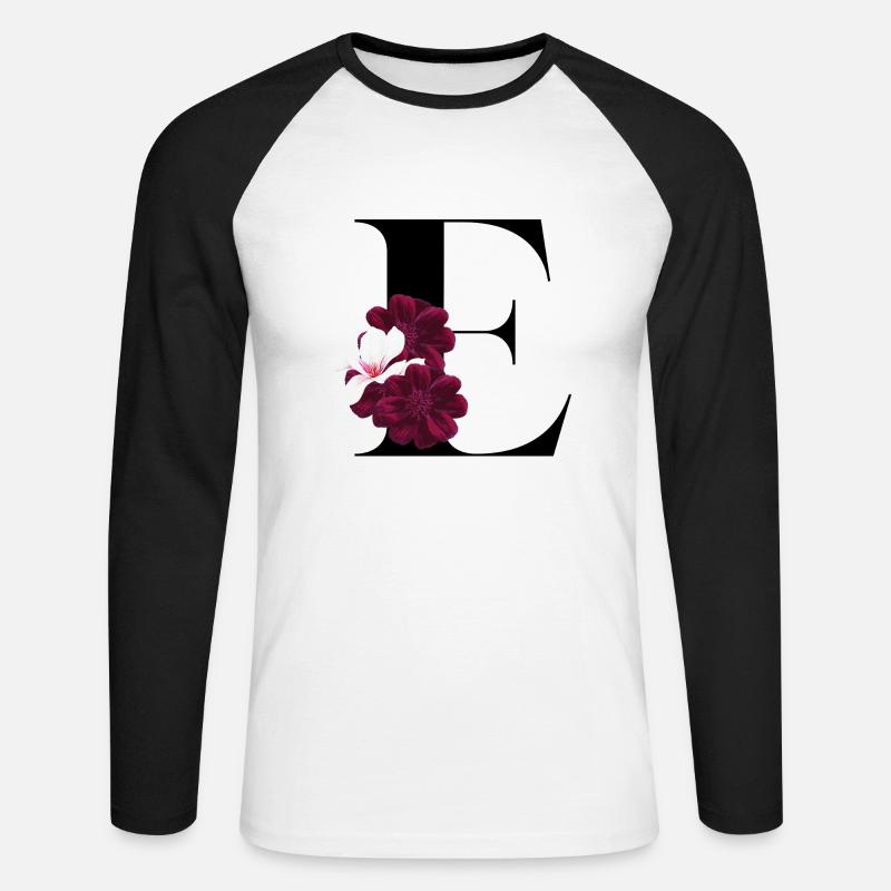 Buchstabe E blühende - Unisex Baseballshirt langarm - Weiß/Schwarz
