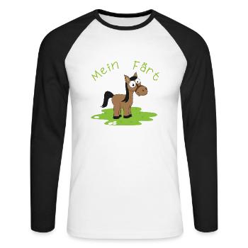Mein Färt Pferd witziges Lustiges mit Pferden - Unisex Baseballshirt langarm - Weiß/Schwarz - Vorne - Nik (191cm)