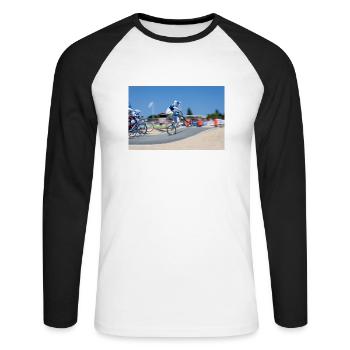 bike bmx mountain bike - Unisex Long Sleeve Baseball T-Shirt - white/black - Front - Nik (191cm)
