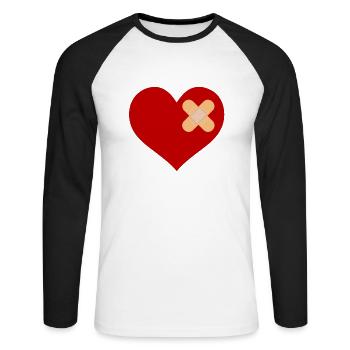 heartpatch - T-shirt baseball manches longues Homme - blanc/noir - Devant - Nik (191cm)