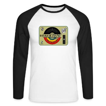 1976 birthday 46 years 46th anniversary release vinyl - Unisex Long Sleeve Baseball T-Shirt - white/black - Front - Nik (191cm)