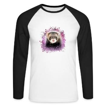ferrets,pink,graffiti,iltis - Unisex Long Sleeve Baseball T-Shirt - white/black - Front - Nik (191cm)