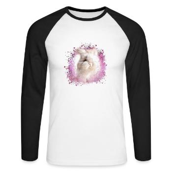 lapin angora, lapin, graffiti, rose, lapin - T-shirt baseball manches longues Homme - blanc/noir - Devant - Nik (191cm)
