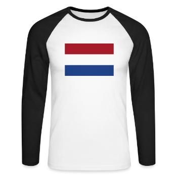 Drapeau Pays Bas (Hollande) / Holland flag - T-shirt baseball manches longues Homme - blanc/noir - Devant - Nik (191cm)