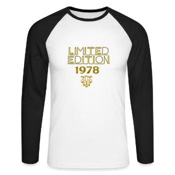 1978,limited edition,gold,ornament - Unisex Baseballshirt langarm - Weiß/Schwarz - Vorne - Nik (191cm)