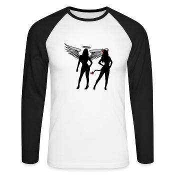 Engel Teufel Girls - Unisex Baseballshirt langarm - Weiß/Schwarz - Vorne - Nik (191cm)