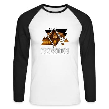 Dresde Allemagne Ville Skyline Accueil Amour - T-shirt baseball manches longues Homme - blanc/noir - Devant - Nik (191cm)