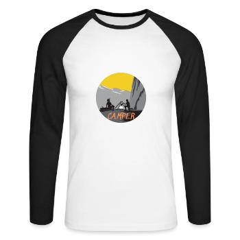 Natural born camper - Unisex Long Sleeve Baseball T-Shirt - white/black - Front - Nik (191cm)