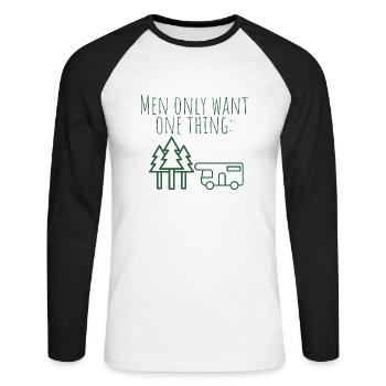 MowoT Wohnmobil am Wald - Unisex Baseballshirt langarm - Weiß/Schwarz - Vorne - Nik (191cm)