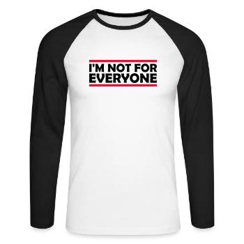 Je ne suis pas pour tout le monde - T-shirt baseball manches longues Homme - blanc/noir - Devant - Nik (191cm)