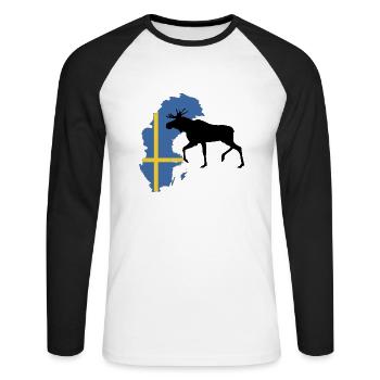 Schweden Elch - Unisex Baseballshirt langarm - Weiß/Schwarz - Vorne - Nik (191cm)