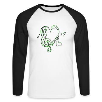 Musik Herz Grün - Unisex Baseballshirt langarm - Weiß/Schwarz - Vorne - Nik (191cm)
