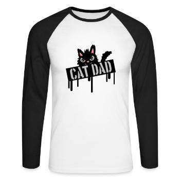 Cat Father Stamp Logo - Unisex Long Sleeve Baseball T-Shirt - white/black - Front - Nik (191cm)