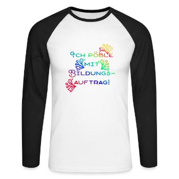 Der blumige Bildungsauftrag - Unisex Baseballshirt langarm - Weiß/Schwarz - Vorne - Nik (191cm)
