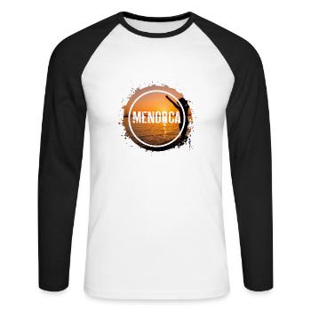 Menorca Spain Summer Sun Beach Sea Palm Trees - Unisex Long Sleeve Baseball T-Shirt - white/black - Front - Nik (191cm)