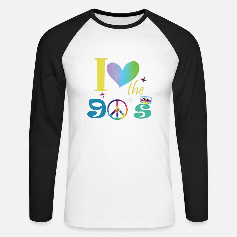 1990iger Sprüche 90s Geschenksidee - Unisex Baseballshirt langarm - Weiß/Schwarz