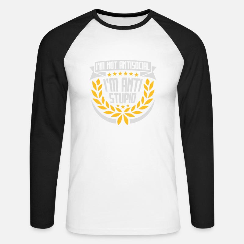not antisocial anti stupid - Unisex Baseballshirt langarm - Weiß/Schwarz