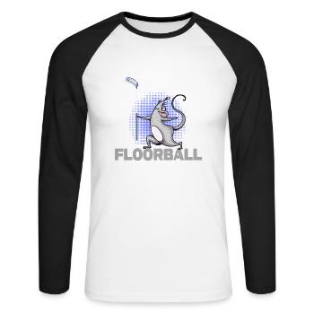 Floorball Floorball Mouse Bandy - Unisex Long Sleeve Baseball T-Shirt - white/black - Front - Nik (191cm)