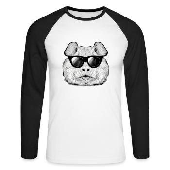 Lunettes de soleil cool cochon d’Inde design amusant 18 - T-shirt baseball manches longues Homme - blanc/noir - Devant - Nik (191cm)
