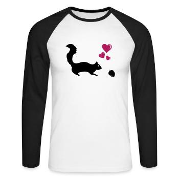 Eichhörnchen Love - Unisex Baseballshirt langarm - Weiß/Schwarz - Vorne - Nik (191cm)
