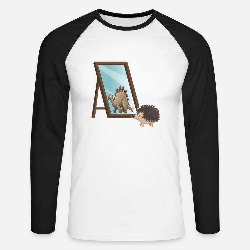 Herbst-Motivation Igel selbstbewusst Spiegelbild - Unisex Baseballshirt langarm - Weiß/Schwarz