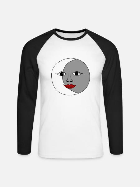 Sun and moon - Unisex Long Sleeve Baseball T-Shirt - white/black