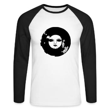 Sun Moon Mosaic Astrology Symbol Vector 06 - Unisex Long Sleeve Baseball T-Shirt - white/black - Front - Nik (191cm)