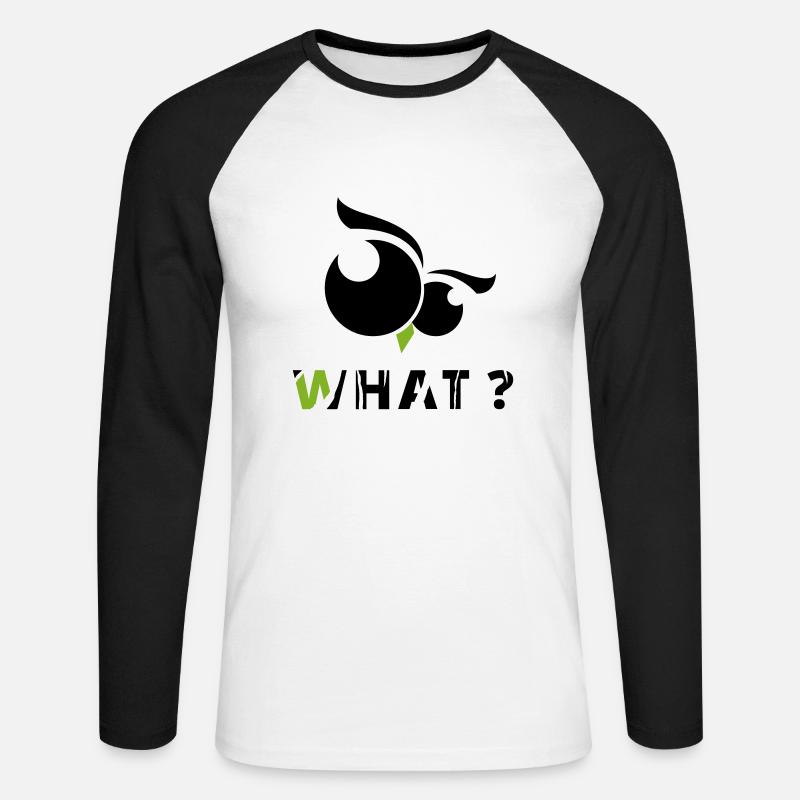 GOWILD Eule What? - Unisex Baseballshirt langarm - Weiß/Schwarz