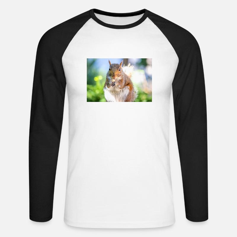 Grauhörnchen essen - Unisex Baseballshirt langarm - Weiß/Schwarz