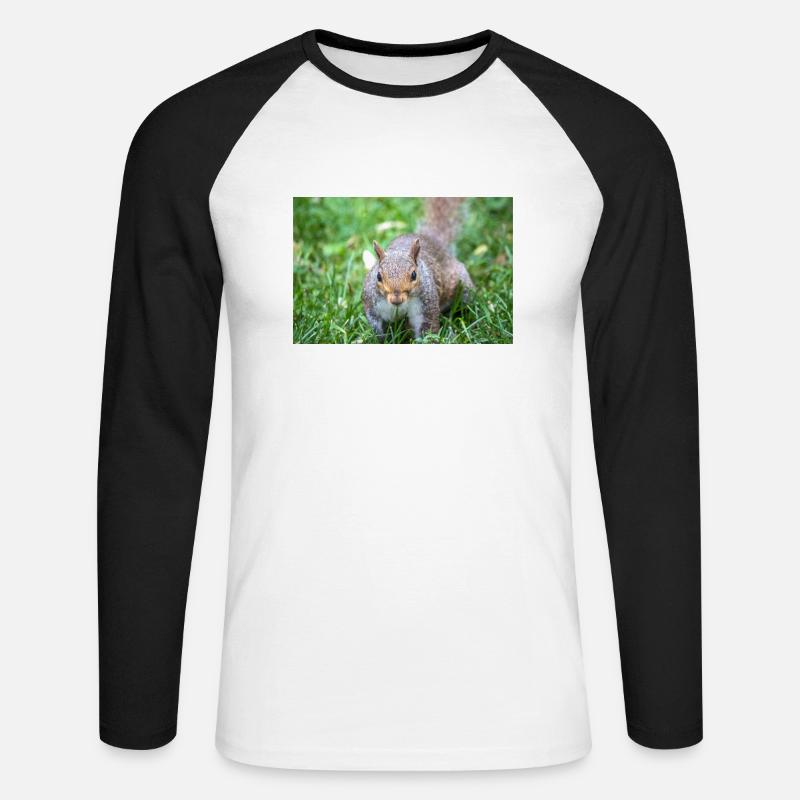 Grey squirrel Grauhörnchen Sciurus carolinensis - Unisex Long Sleeve Baseball T-Shirt - white/black
