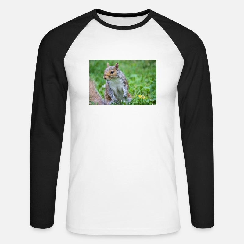 Grauhörnchen Sciurus carolinensis - Unisex Baseballshirt langarm - Weiß/Schwarz
