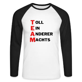 TEAM toll ein anderer machts - Unisex Baseballshirt langarm - Weiß/Schwarz - Vorne - Nik (191cm)