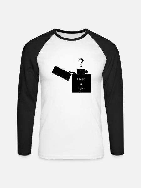 Lighter - picture with lettering - Unisex Long Sleeve Baseball T-Shirt - white/black