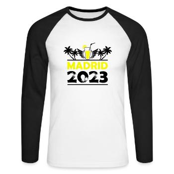 Madrid 2023 - Unisex Baseballshirt langarm - Weiß/Schwarz - Vorne - Nik (191cm)