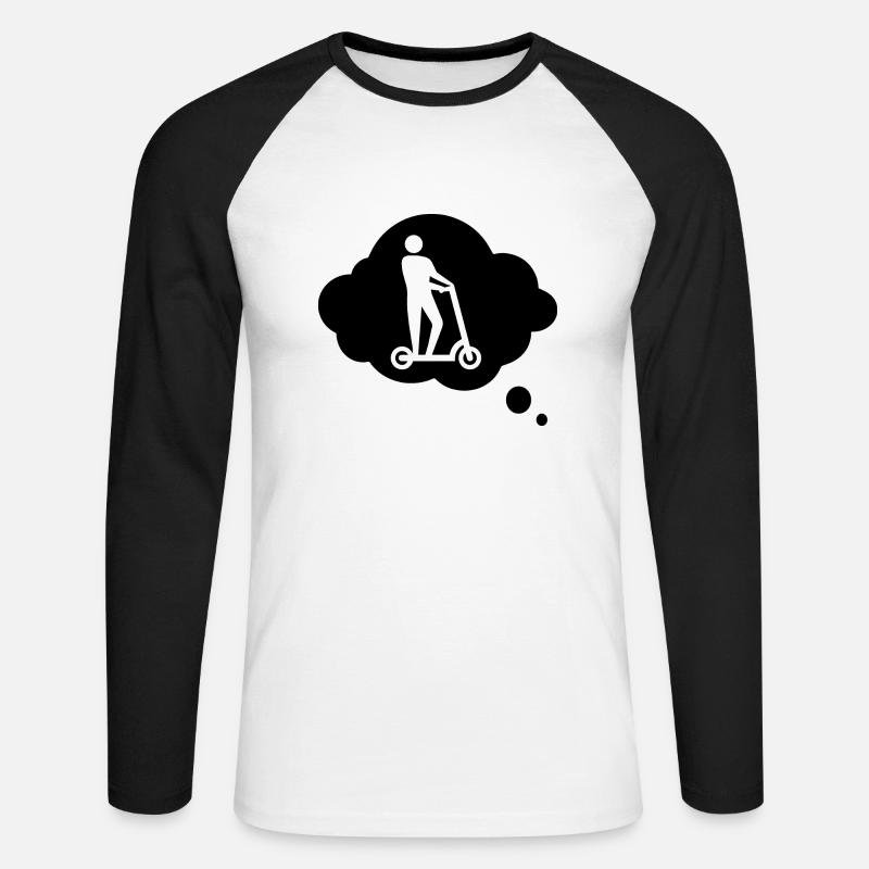 E-Scooter E-Roller Scooter - Unisex Baseballshirt langarm - Weiß/Schwarz