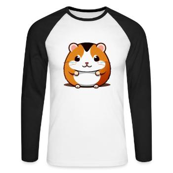 Mignon Cartoon Hamster Love Pet 1 - T-shirt baseball manches longues Homme - blanc/noir - Devant - Nik (191cm)