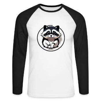 Waschbären süßer Cartoon Waschbär 26 - Unisex Baseballshirt langarm - Weiß/Schwarz - Vorne - Nik (191cm)