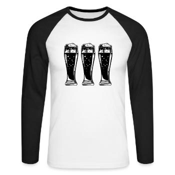 Bière - T-shirt baseball manches longues Homme - blanc/noir - Devant - Nik (191cm)