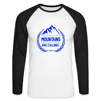 mountains are calling - Unisex Baseballshirt langarm - Weiß/Schwarz - Vorne - Nik (191cm)